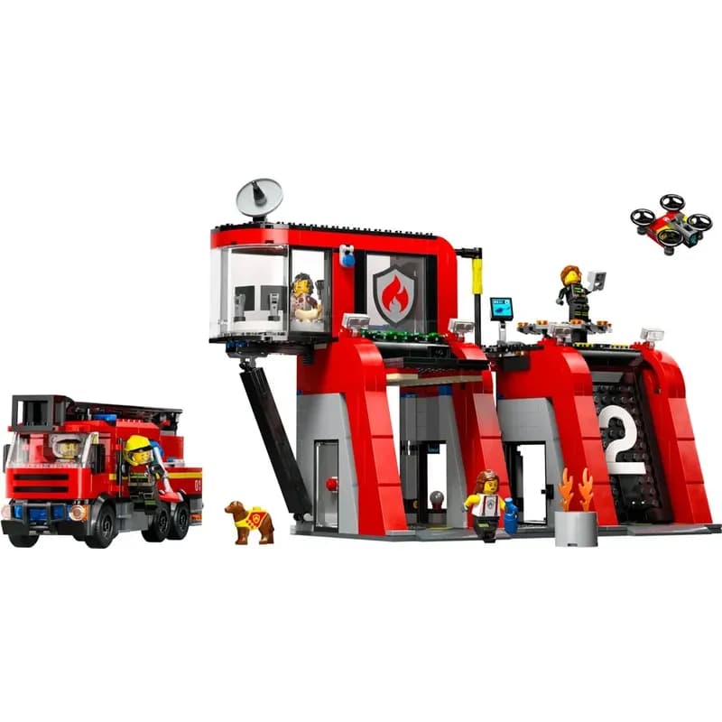 Estação de Bombeiros Lego City com Caminhão de Bombeiros - 60414 843 Peças image
