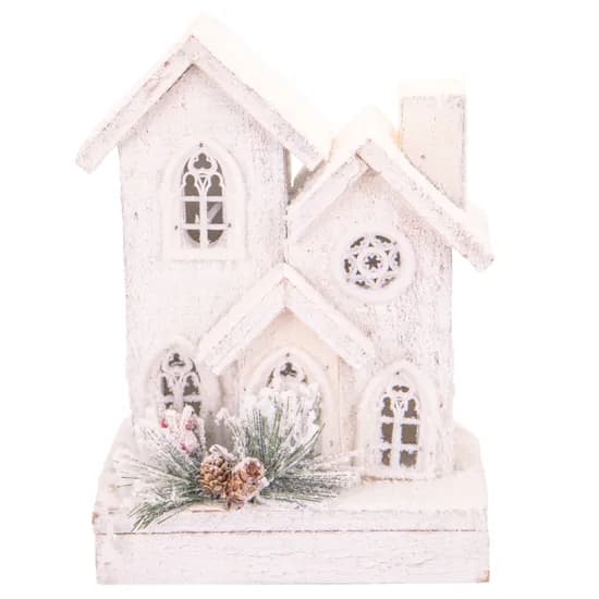 Casa Natalina Luz de Madeira A Pilha com Neve 52CM X 14CM image