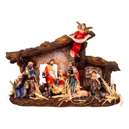 Presépio Figura do Nascimento Em Casa com Anjo 29CM image