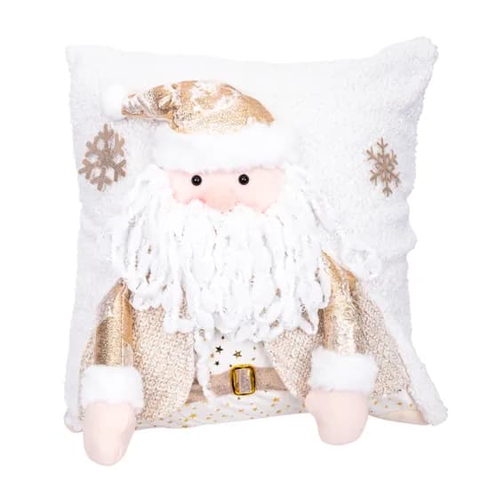 Capa de Travesseiro Natalina 42X42CM com Desenho Papai Noel Branco image