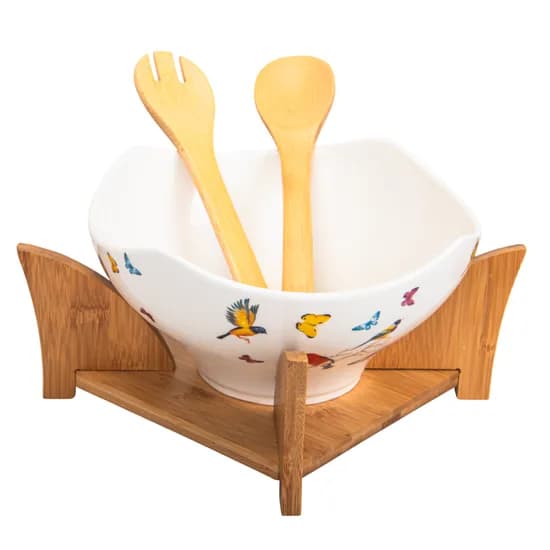 Tigela de Porcelana com Suporte de Madeira e Palitos de Bambu image