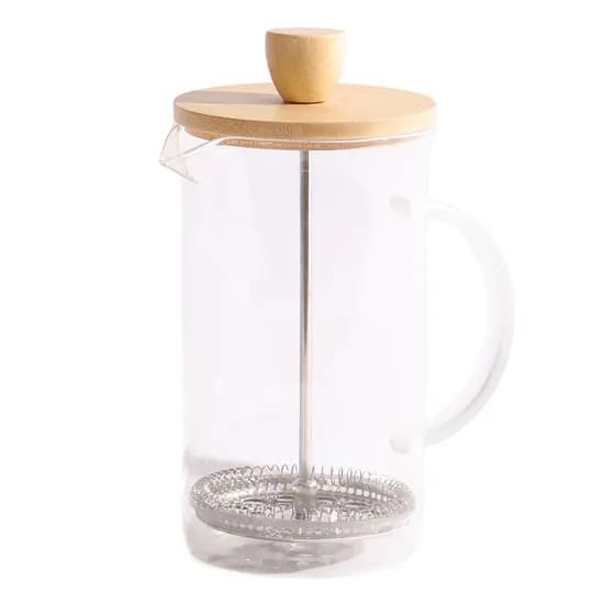 Cafeteira Prensa Francesa em Vidro 600ml com Tampa de Bambu image