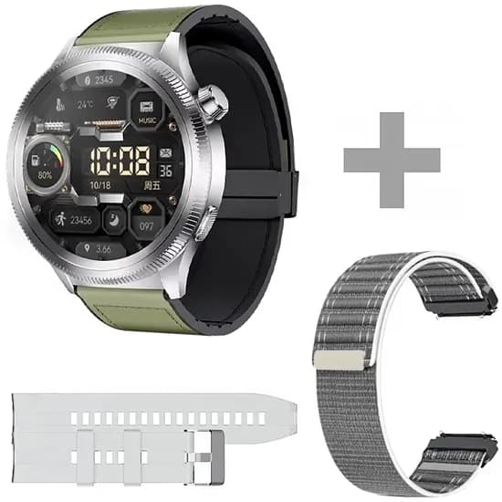 Relógio G-Tide R80 Pro com Bluetooth - Prata/Verde + 2 Pulseiras image