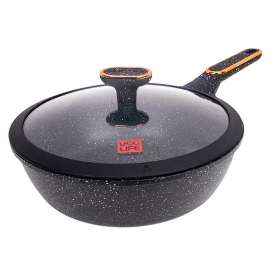 Refogador com Tampa de Vidro e Revestimento de Granito. Cor Preto. image