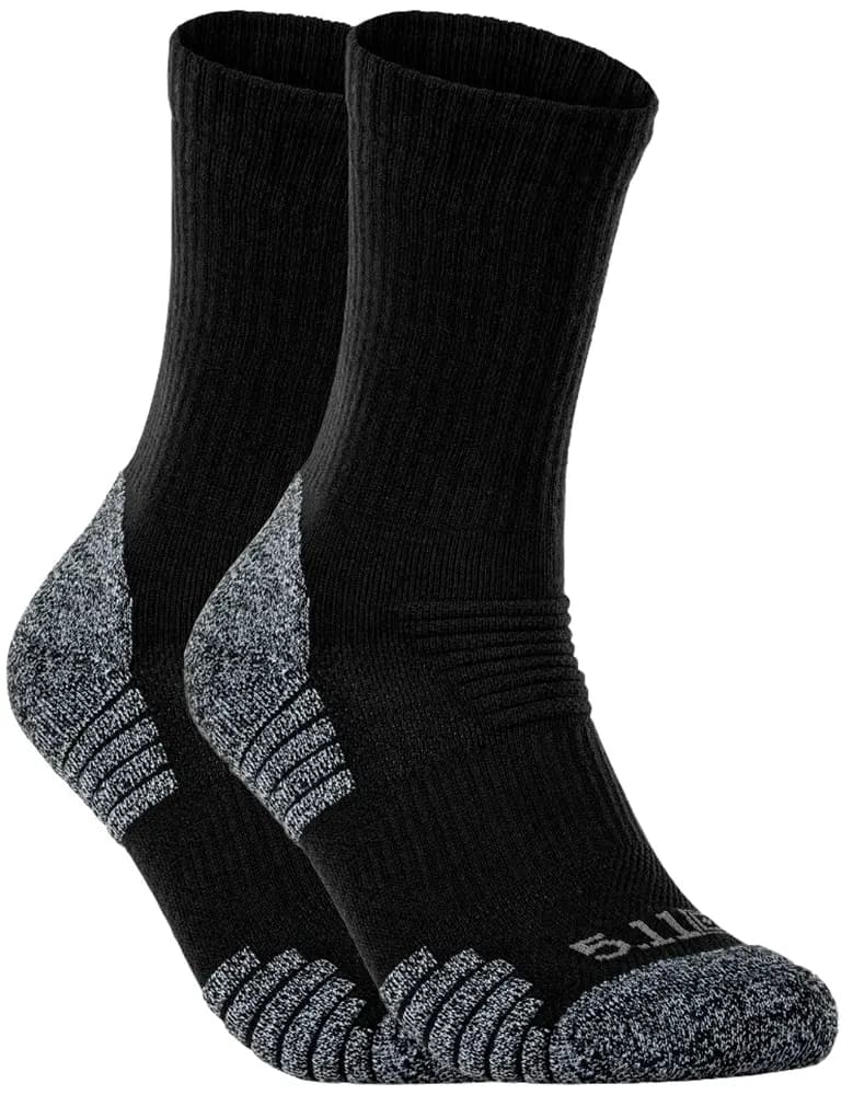 Par Meias 5.11 Tactical Duty Ready Ultra Crew Socks 10046-019 Preto (2 Pares) image