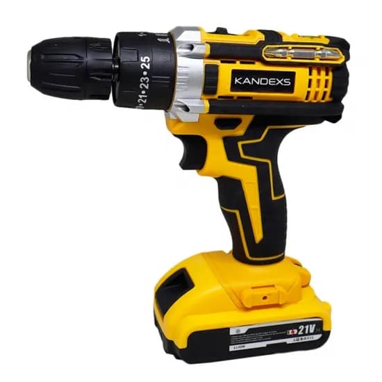Kit de Parafusadeira Elétrica Kandexs SP-991 Preto/Amarelo Bateria 21V image
