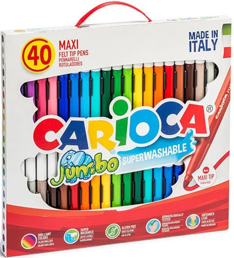 Marcador Carioca Maxi Ponta Feltro Canetas Jumbo Superlavável - 41257 (40 cores) image