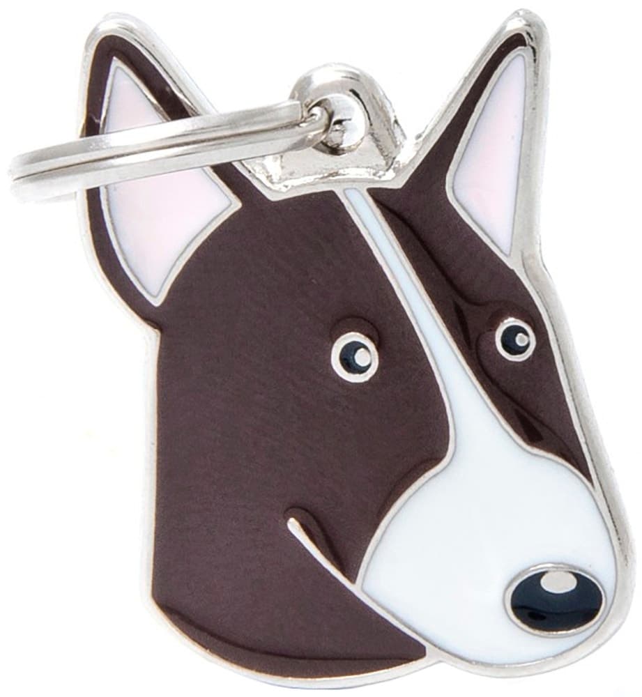 Placa de identificação MyFamily Friends Cachorro Tigrado e Branco Bull Terrier MF21BROWN image