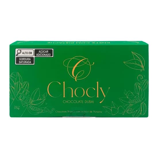 Barra de Chocolate Dubai Chocly Branco Recheio Pistache 175g image