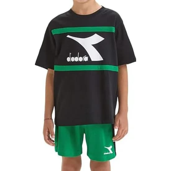 Conjunto Juvenil Diadora Kit Mangas Curtas Esporte Arte Preto image