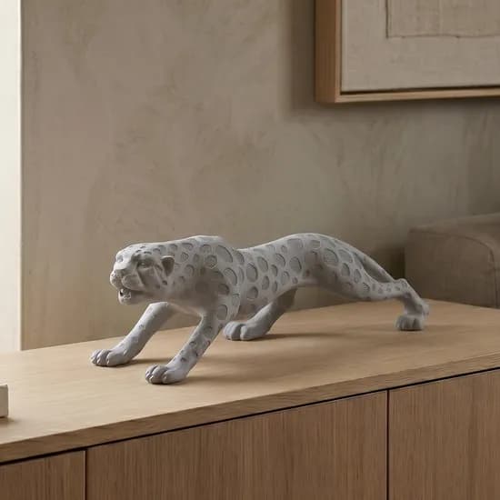 Escultura Decorativa de Pantera 30 cm Cinza image