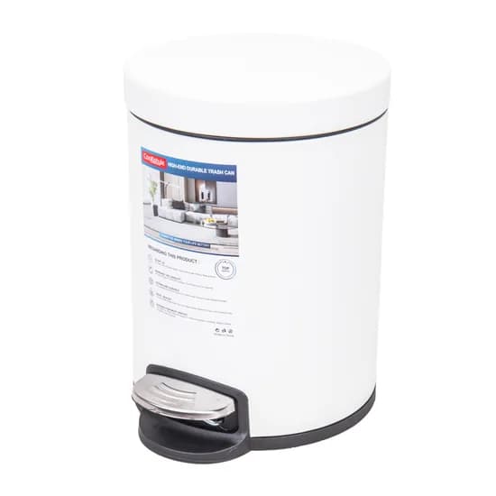 Lixeira Redonda 5L Aço Inox - Branco Opalino image