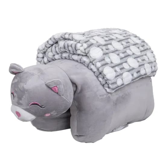 Manta com Almofada de Gato para Bebê 38x48-90x75cm Cinza image