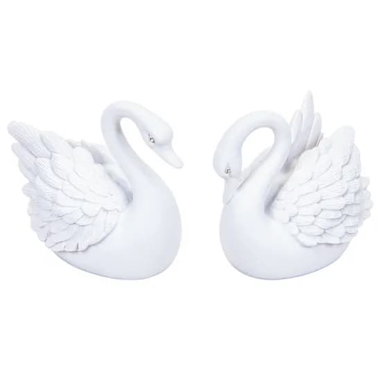 Par de Cisnes Decorativos de Resina Branco image
