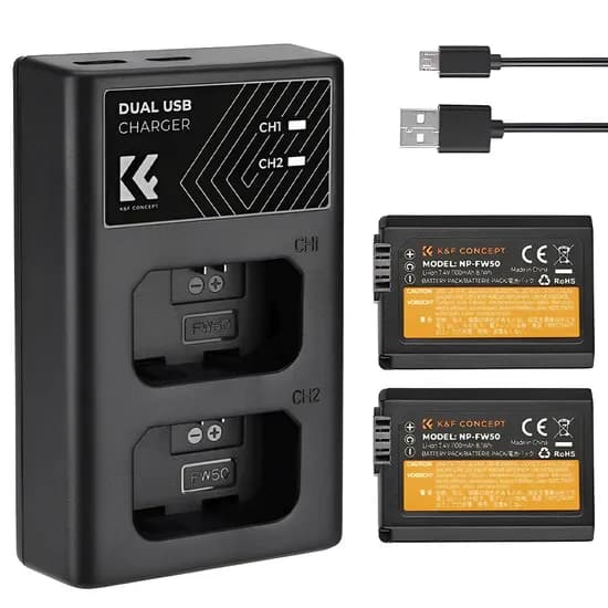 Kit de Bateria e Carregador K&F NP-FW50 para Sony (KF28.0015) - Preto image