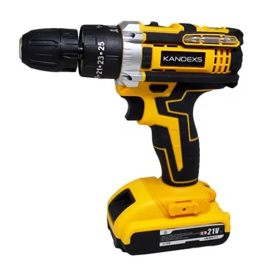 Kit Parafusadeira Elétrica Kandexs SP-993 Preto/Amarelo Bateria 21V image