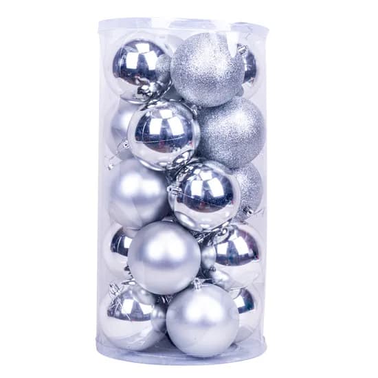 Bola Natal Decorativa com 20 Peças de 10 CM Prateada image