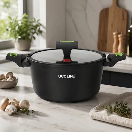 Panela Ucc Life para Indução Antiaderente 24CM Preta com Verde image
